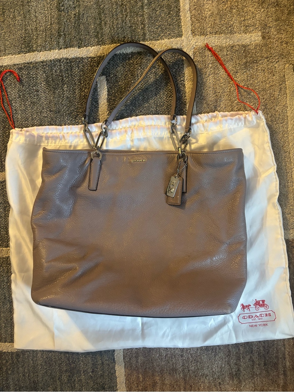 Coach Taupe Pebbled Leather Tote